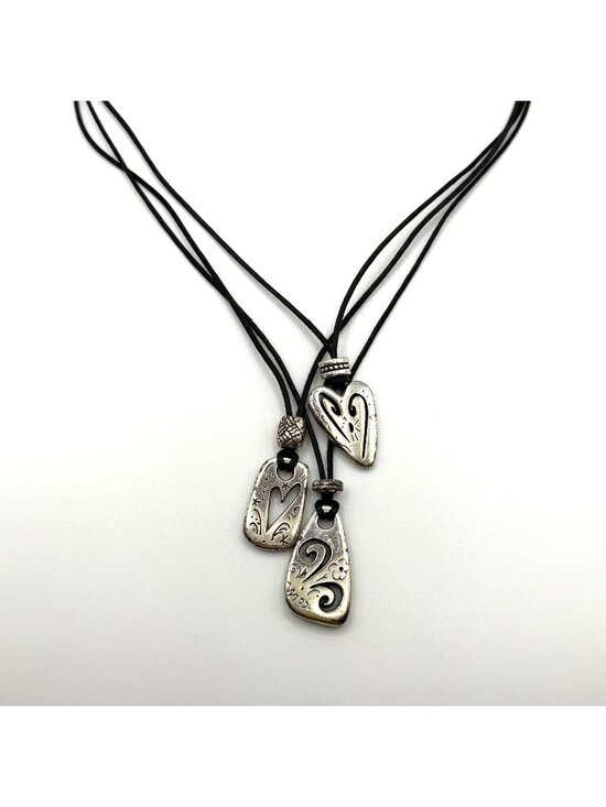 Brighton Jewelry - Brighton Brazilian Multi-Charm 3-Strand Black Cord Necklace With Heart Pendants